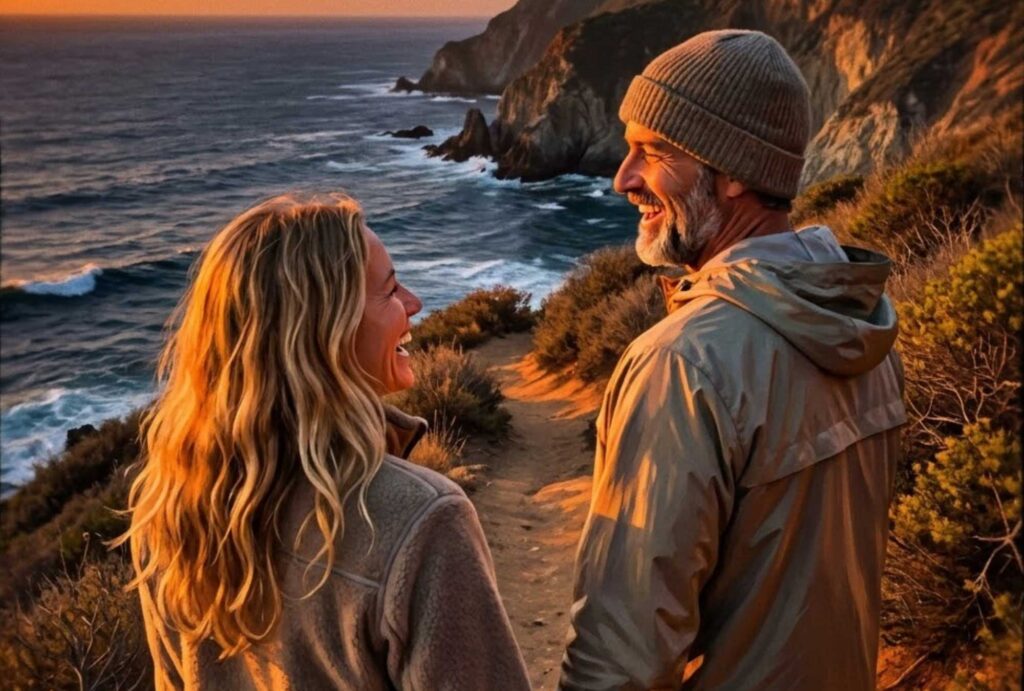dos personas adultas dando una caminata en la playa como parte de hábitos saludables para atender los cambios del envejecimiento biológico.